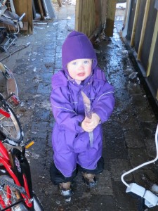 Karen fik fat på en istap